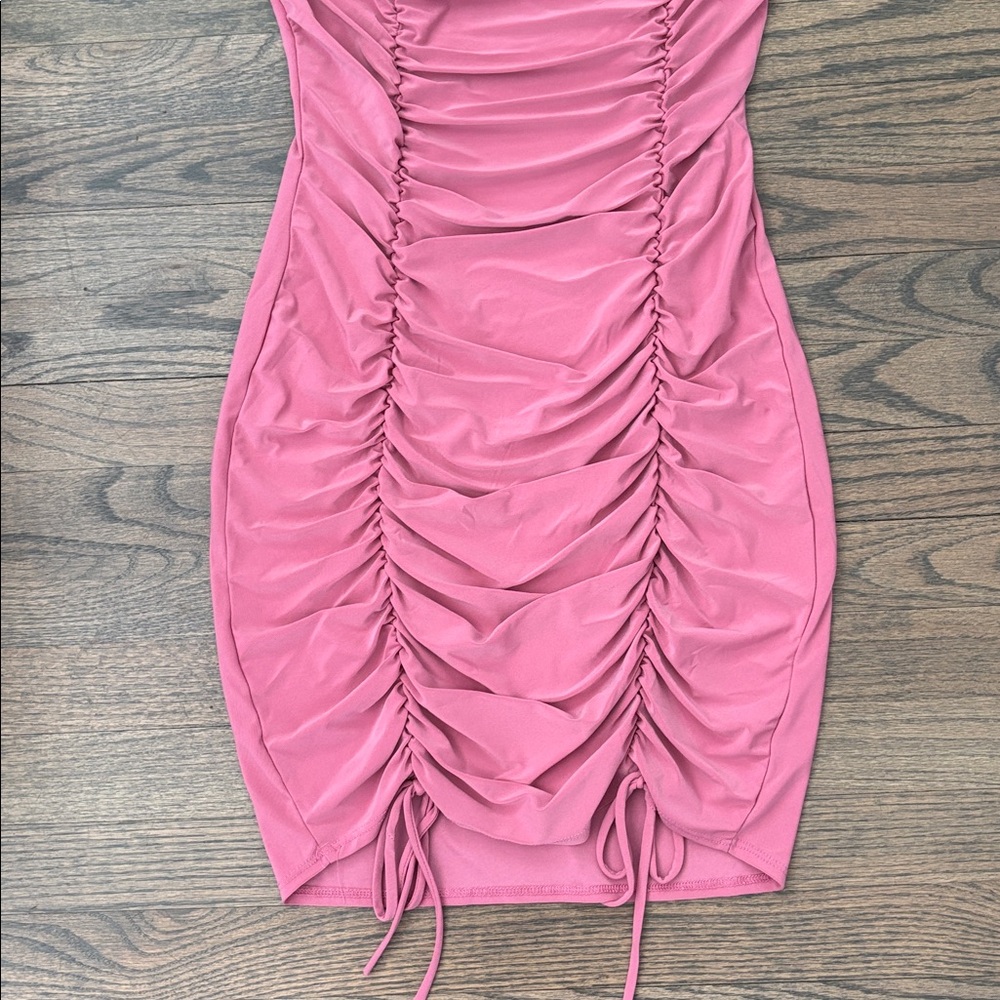 Elegant Pink Ruched Mini Dress - Picture 5 of 10